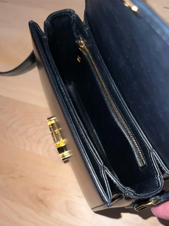 Authentic Celine Teen Triomphe Bag Black Shiny Calfskin - Picture 9 of 14